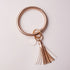 Rainbery Multiful Tassel Keychain Enamel PU Leather O Key Chain Monogram Circle Wristlet Keychain For Women Girls - menochic